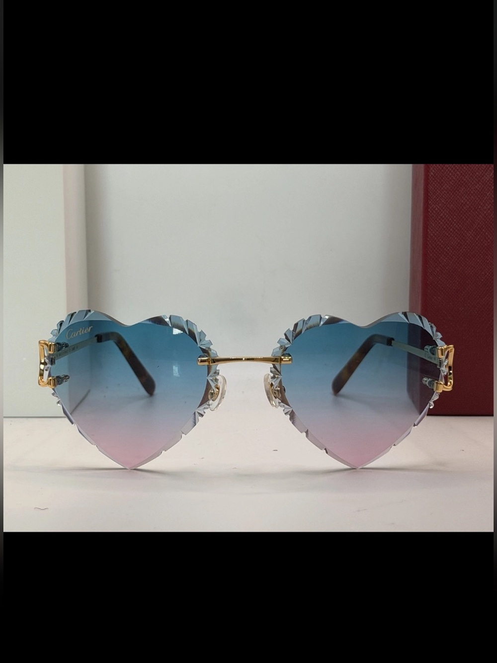 BeautifulCartier CT0092O Custom Heart Gradient Rimless Sunglasses orig. box case